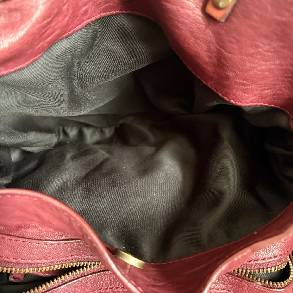 Sundance Burgundy and Brown Leather Satchel - Picture 7 of 10